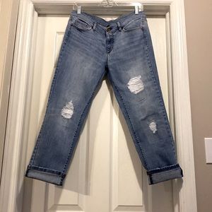 Loft Cropped and Distressed Jeans.  Great Condition Size 10